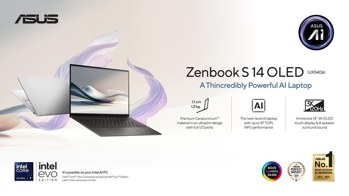 Bawa Fitur Canggih, ASUS Zenbook S 14 OLED Cocok buat Para Content Writer